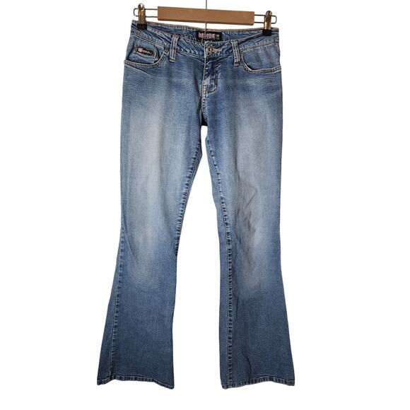 BUBBLEGUM Medium Wash Low-Rise Flared Retro Style Jeans SZ 3/4 - Picture 1 of 13
